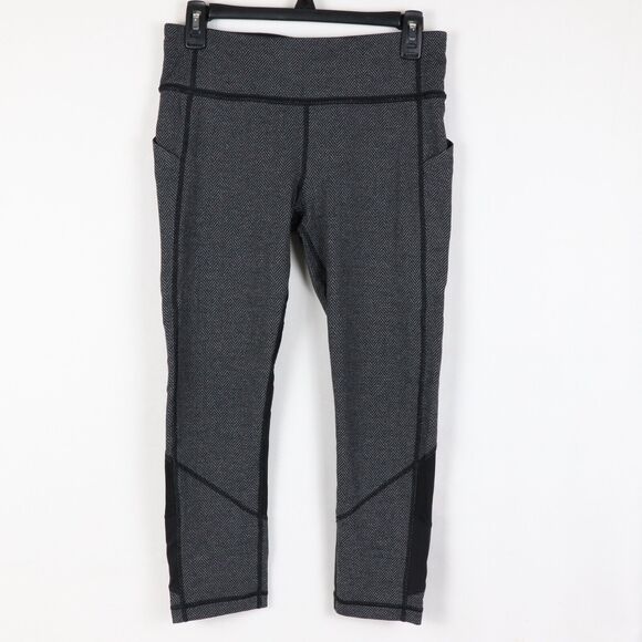 Lululemon Pace Rival Crop Leggings Women's Size 8 Gray Mid Rise Pocketed - Picture 1 of 7